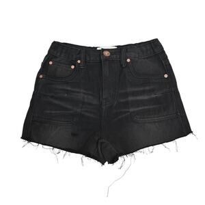 One Teaspoon Girl's 10-12 Black Distressed Cutoff Jean Shorts